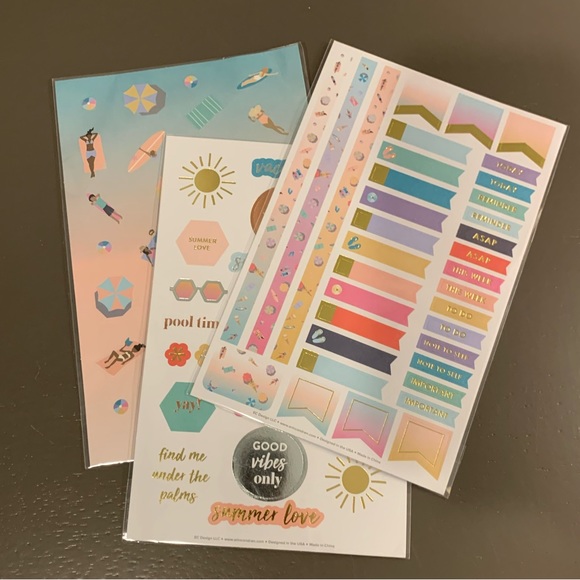 Erin Condren Summer SSB Sticker Sheets-Set of 3 Sheets - Picture 1 of 7